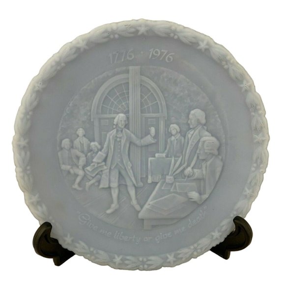 Fenton Other - Fenton Powder Blue 1976 Bicentennial Plate #1 "The Seeds Are Sown"  + Brochure